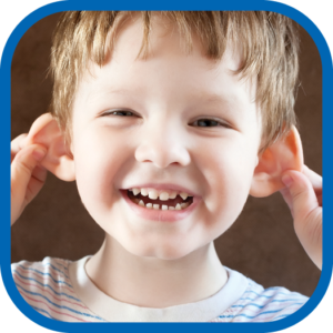 child pulling ears