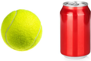 tennis ball and soda can