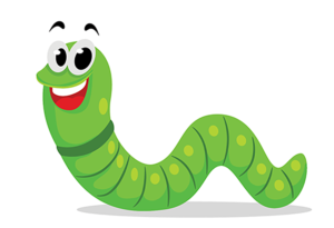 a green cartoon worm