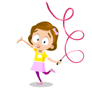 cartoon girl dancing with ribbon