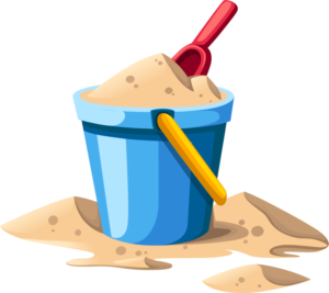 pail with sand and shovel