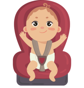 cartoon baby in a carseat