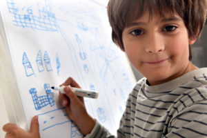 boy drawing a map
