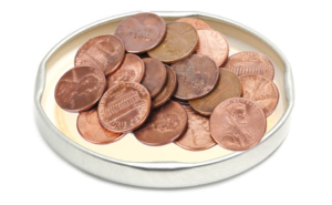 pennies in a jar lid