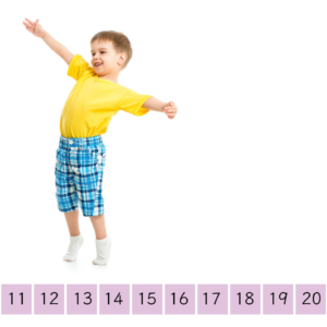 child tiptoeing along number line