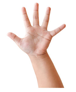 a childs hand with fingers spread out