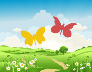 butterflies over a field