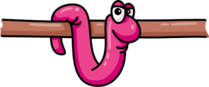 worm hanging on a stick