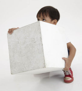 boy lifting a big white box
