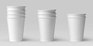 3 stacks of paper cups