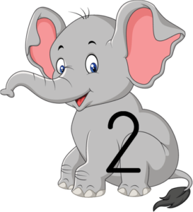 elephant with numeral 2