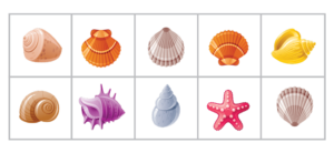 seashells in a ten frame