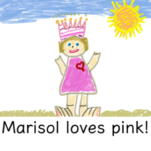 Child's drawing of herself as a princess