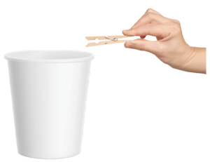 paper cup and clothespin