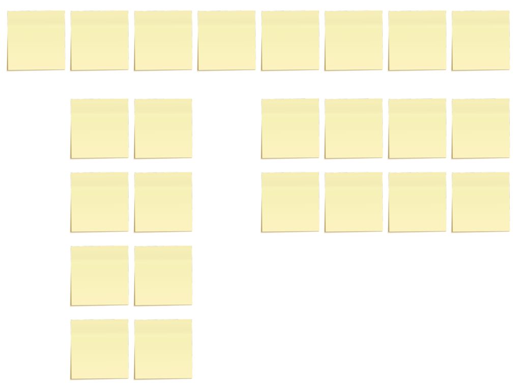 arrangements of 8 stick-on notes