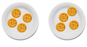 2 paper plates with crackers
